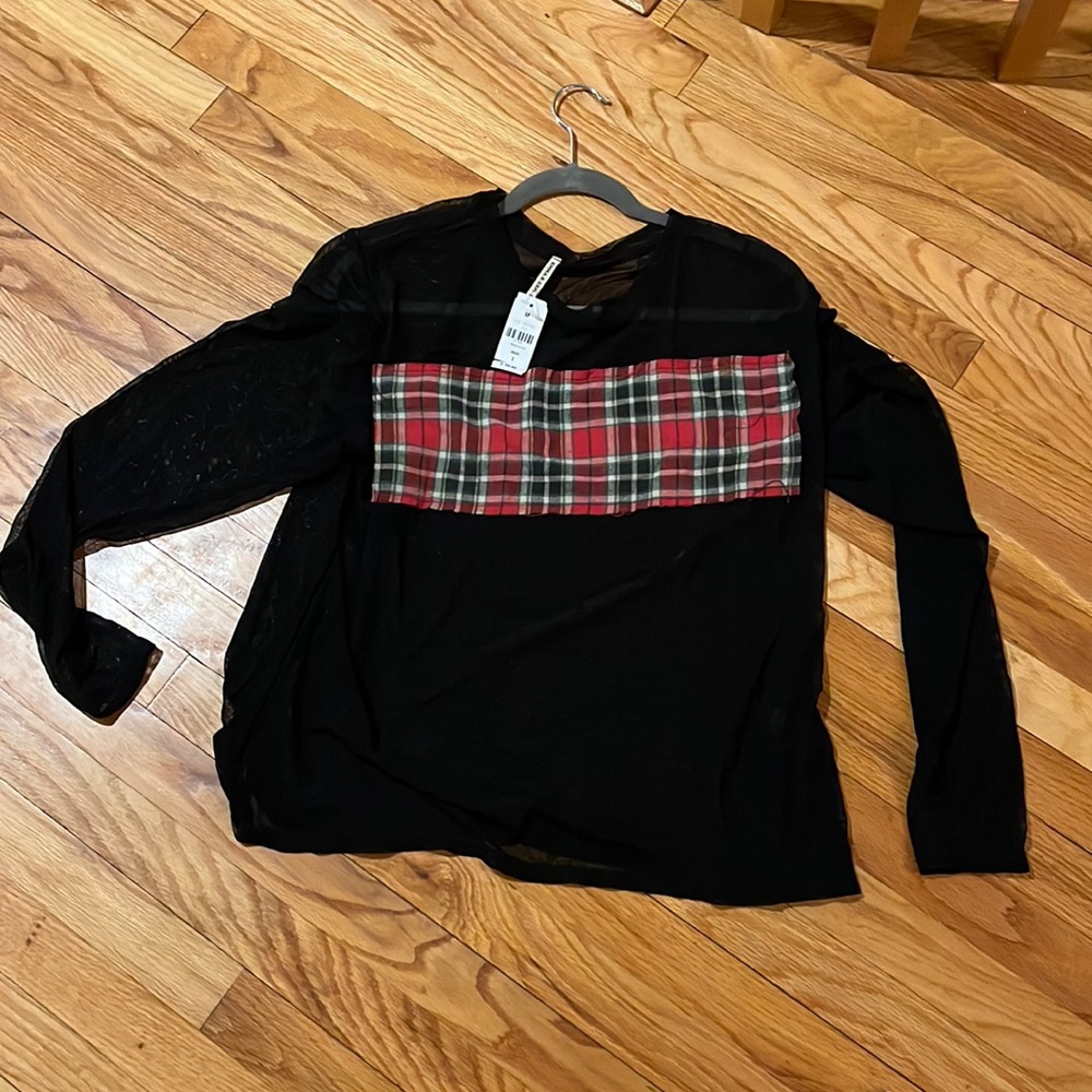 LF sheer top with plaid
